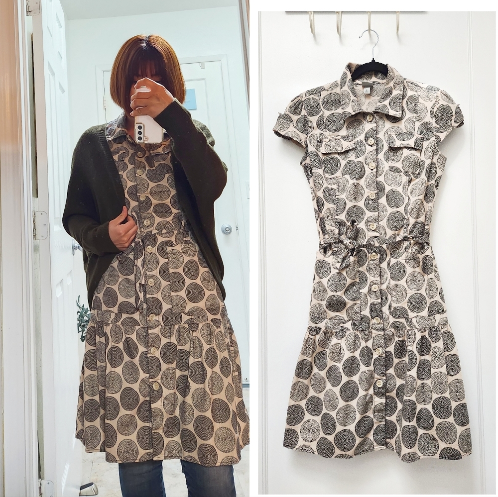 Merona  Tan Annual Ring Patter Shirt Dress Size 4